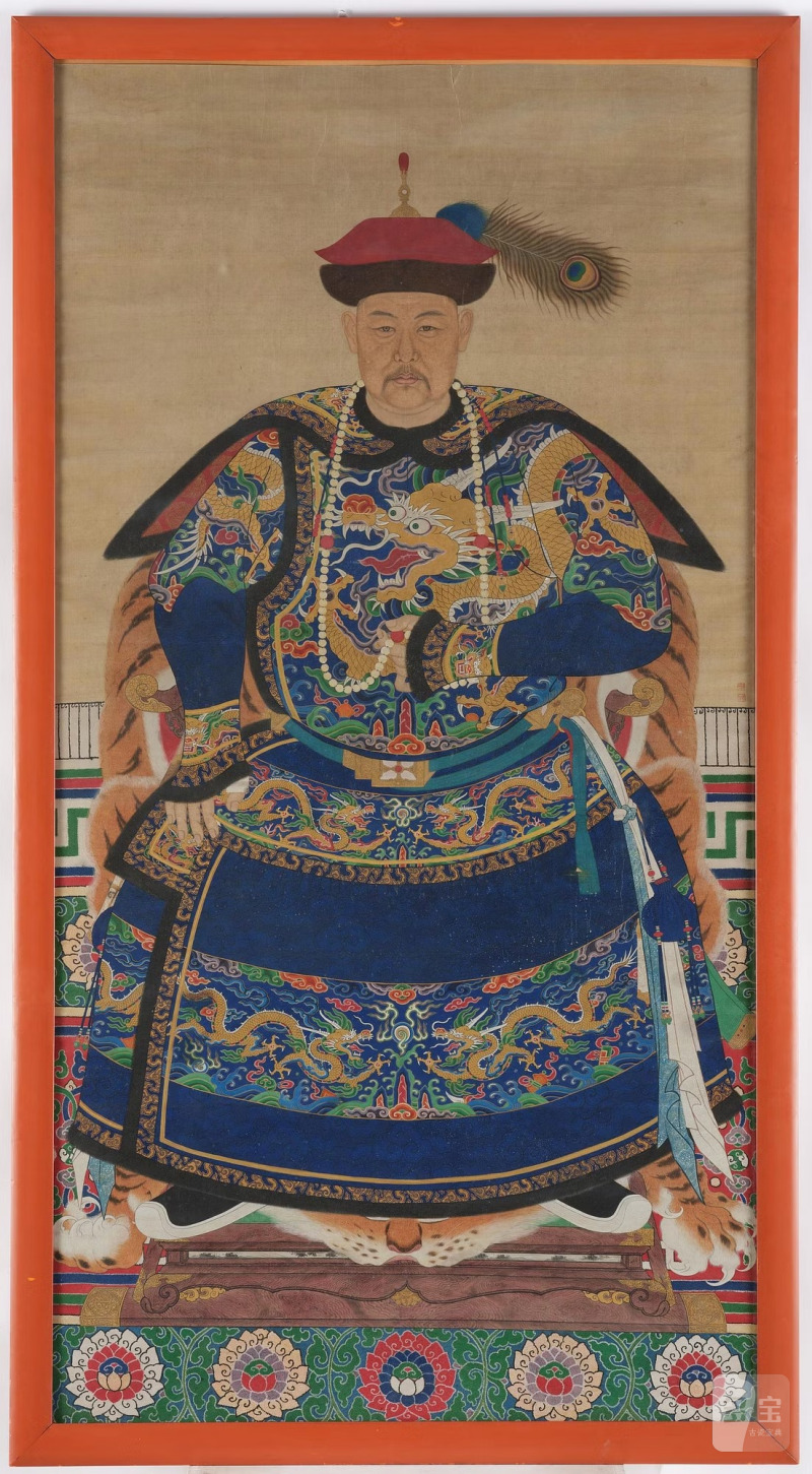 An Ancestral painting of a Manchu bannerman, - 图2